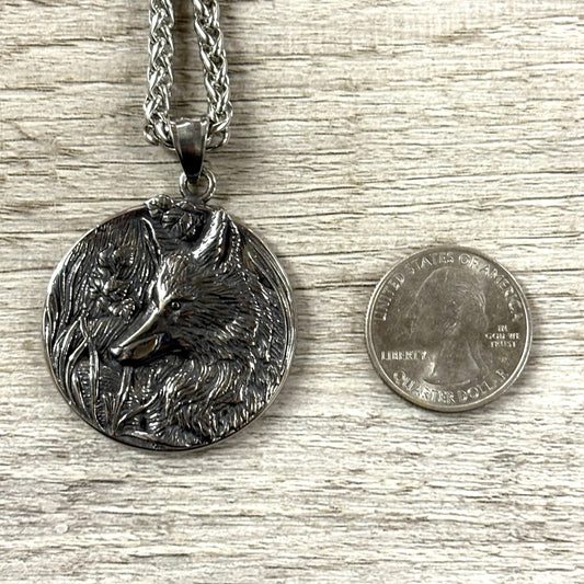 Fox Medallion Stainless Steel Necklace