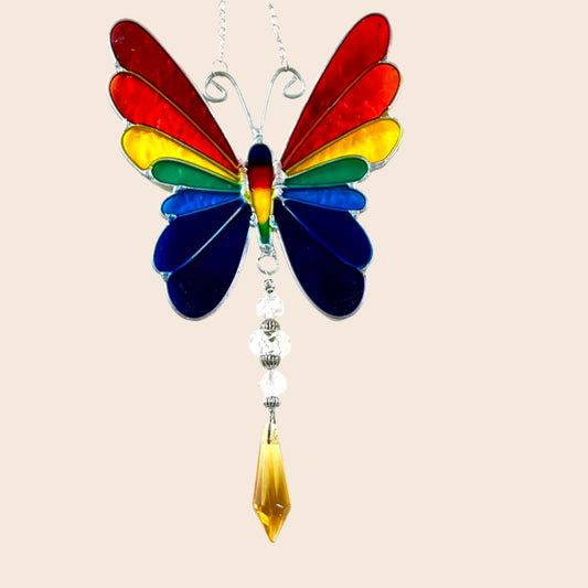 Rainbow Resin Butterfly Suncatcher