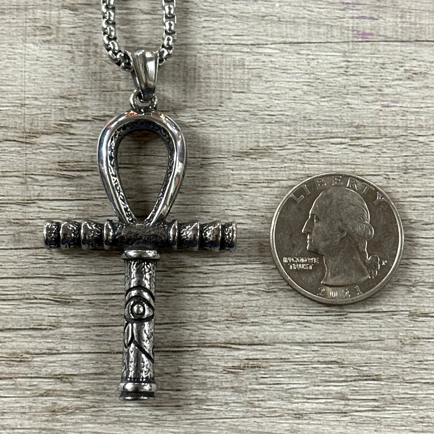 Ankh and Eye of Horus Stainless Steel Necklace
