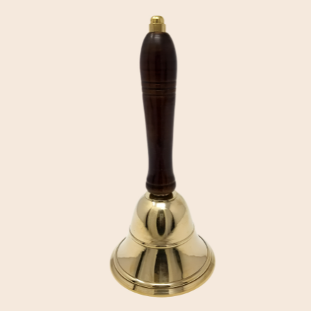 8" Brass Bell with Wooden Handle