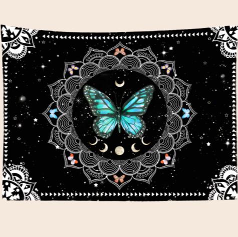 Moon Mandala Butterfly Tapestry