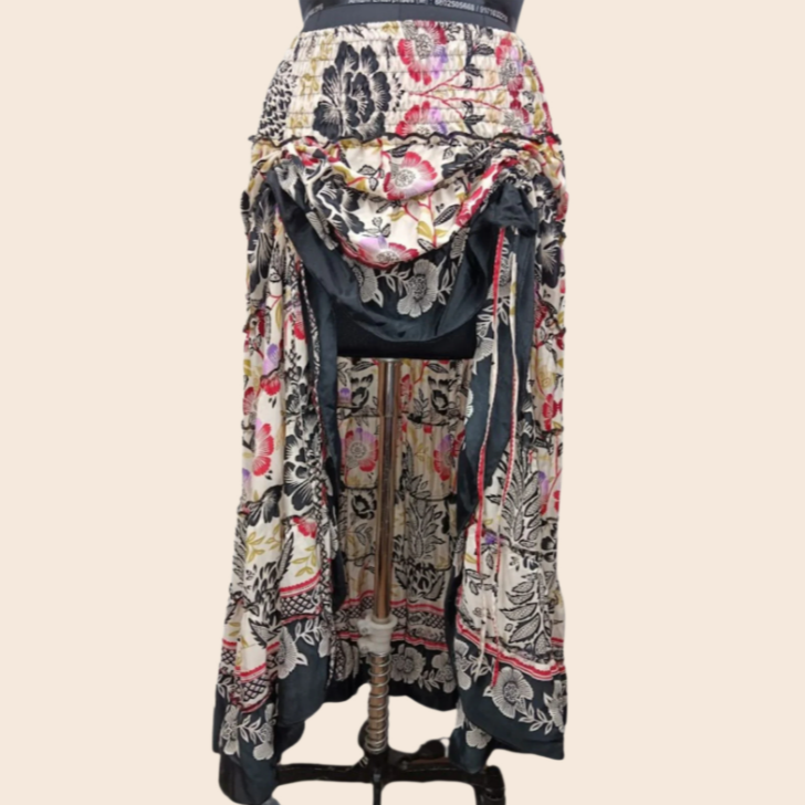 Hi-Lo Ruffle Tiered Skirt with Adjustable Drawstring