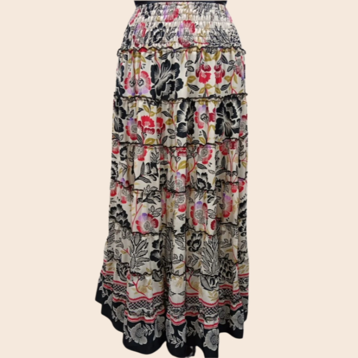 Hi-Lo Ruffle Tiered Skirt with Adjustable Drawstring