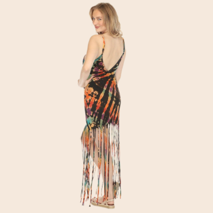 Tiedye Super Fringe Maxi Dress