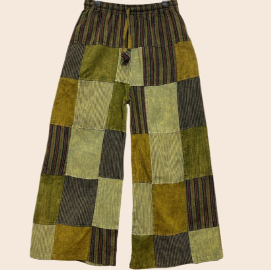 Multi Patch Forest Green Palazzo Pant
