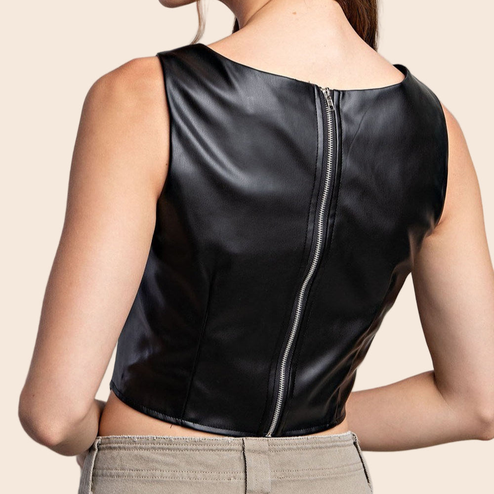 Cropped Leather Top