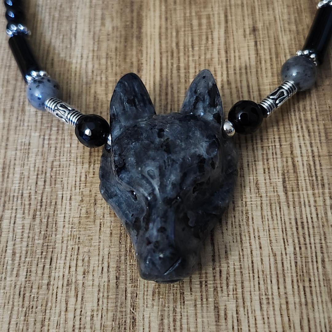 Gemstone Wolf Beaded Necklaces