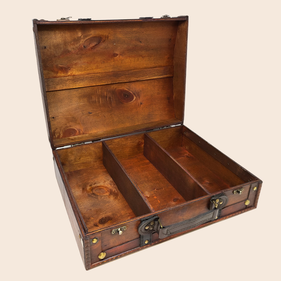 Antique Suitcase Style Wooden Box