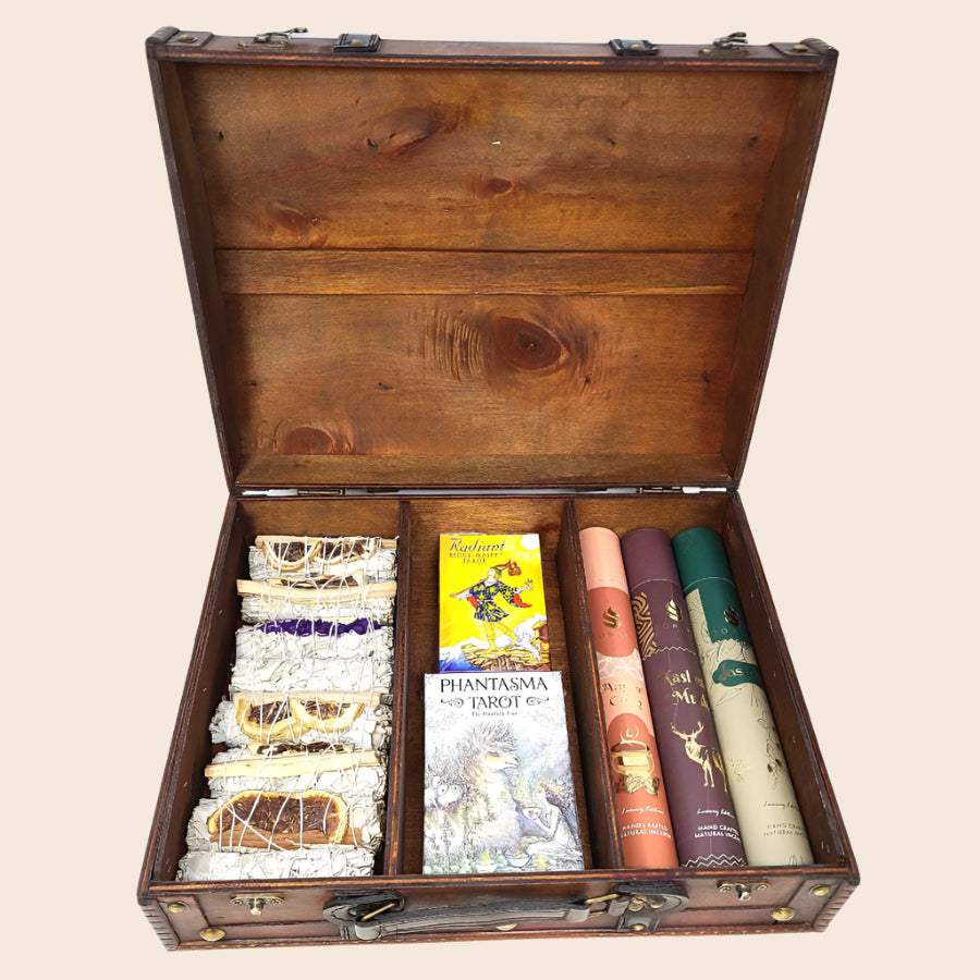Antique Suitcase Style Wooden Box