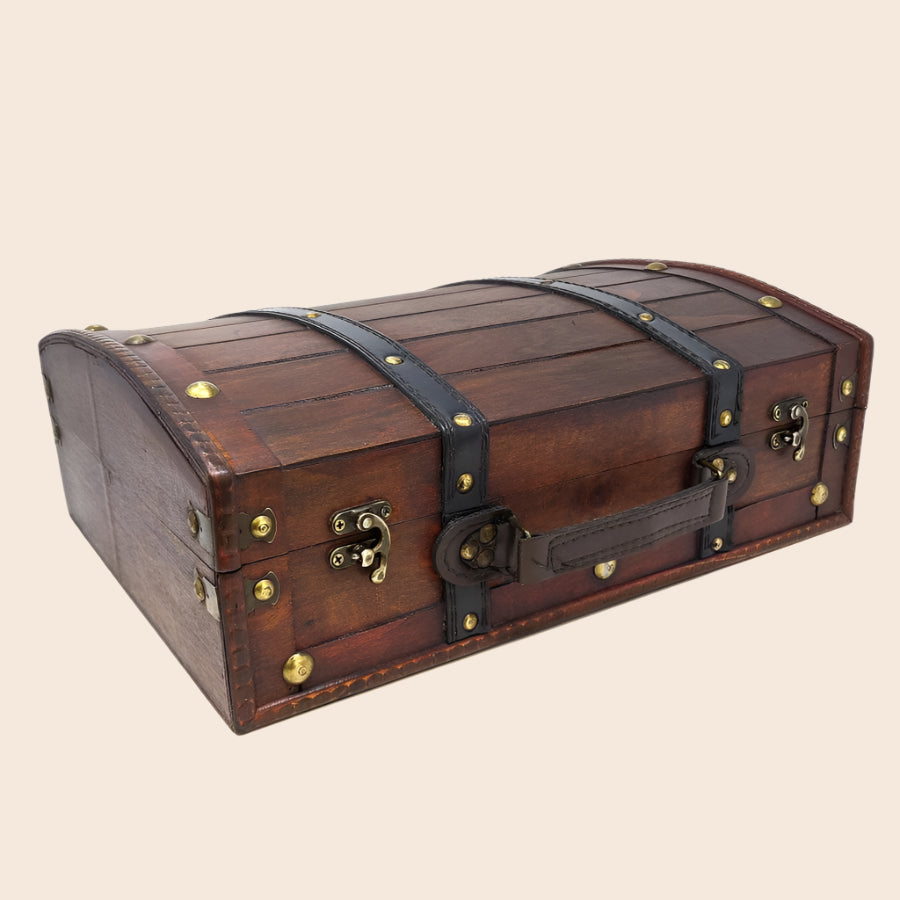 Antique Suitcase Style Wooden Box