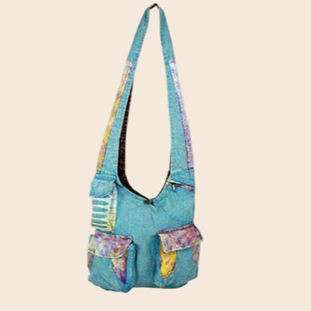 Cotton Sling Bag With Tie-Dyed Exterior Pockets