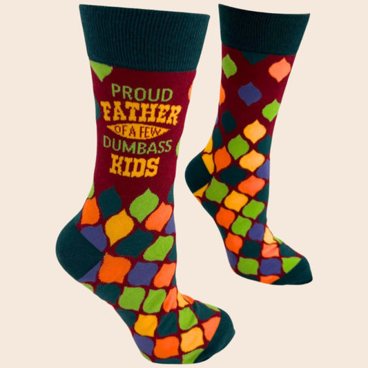 Proud Father of a Few Dumbass Kids Men's Novelty Crew Socks