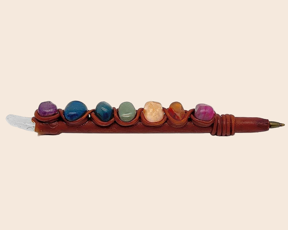 Chakra 7 Stone Durepox Resin Refillable Pen