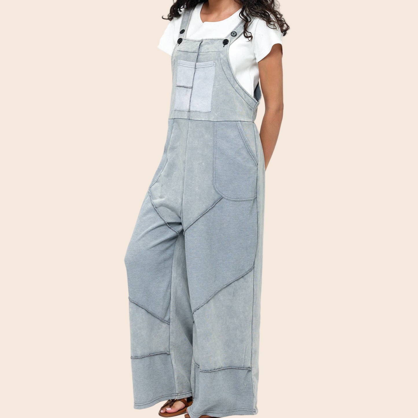 Overall Patchwork Waffle Knit