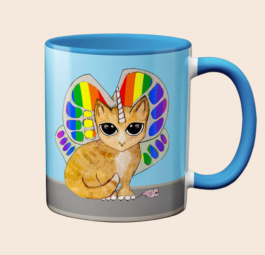 Rainbow Butterfly Unicorn Kitty Mug