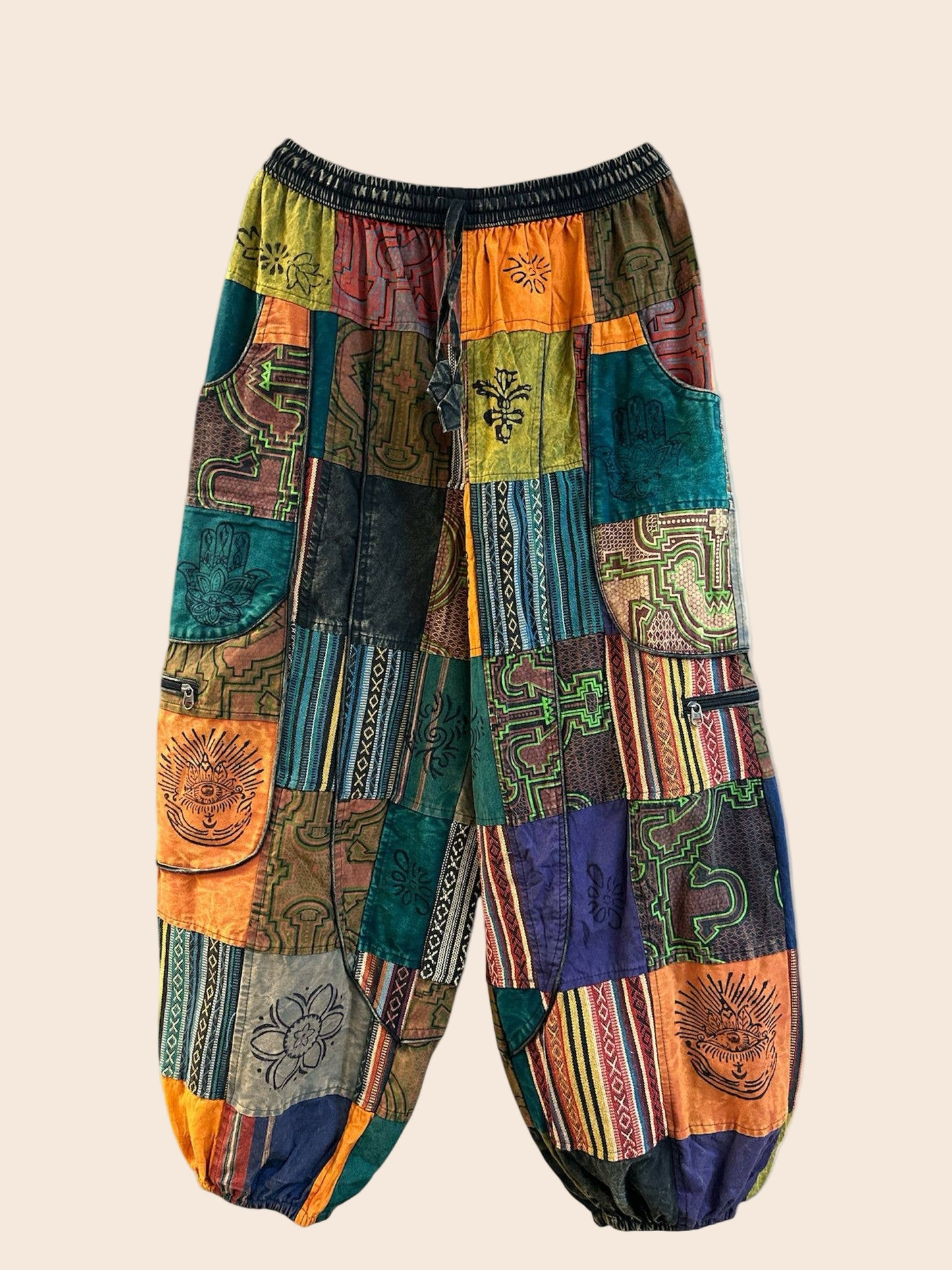 Block Print Balloon Style Patchwork Pants
