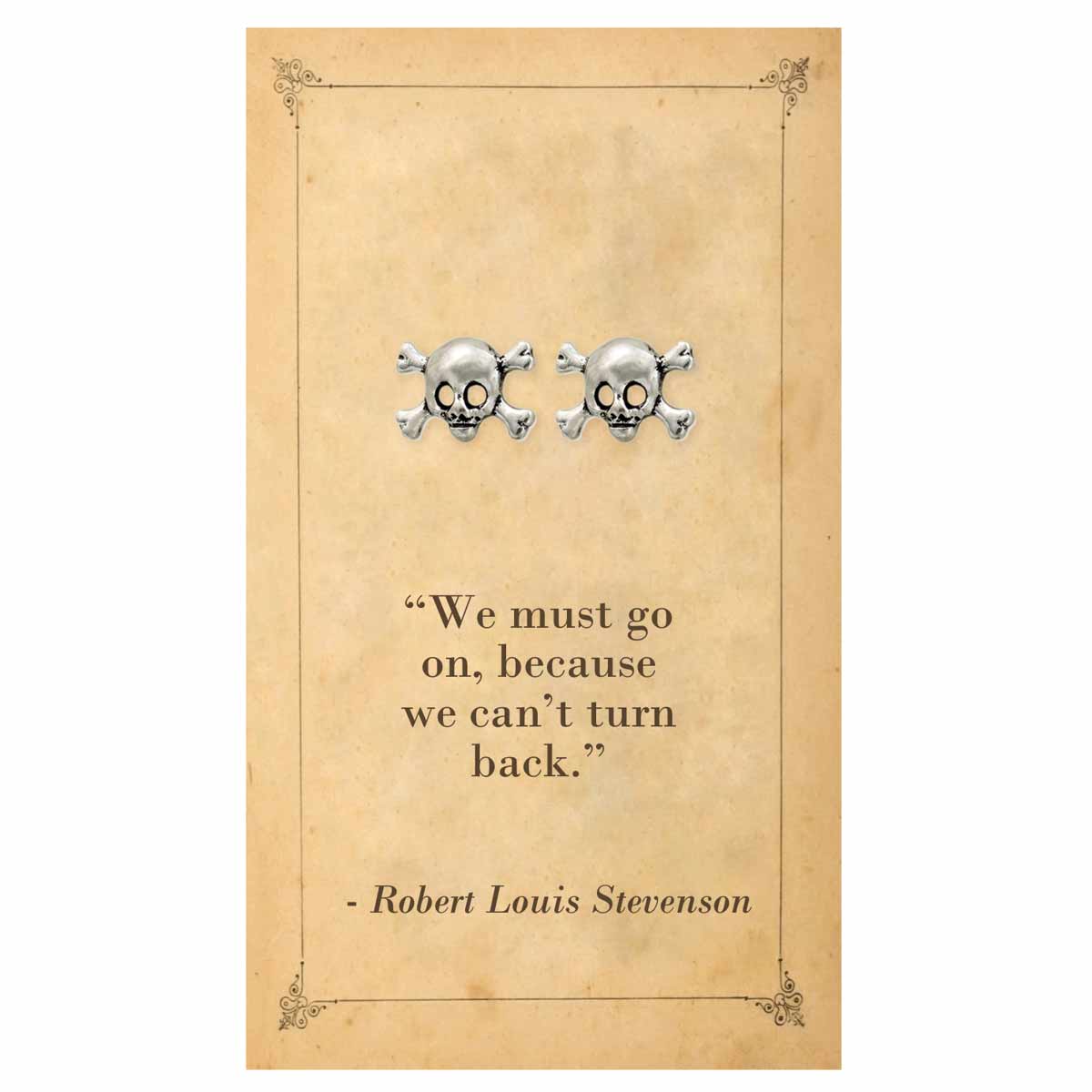 Literary Quotes Skull Post Earrings