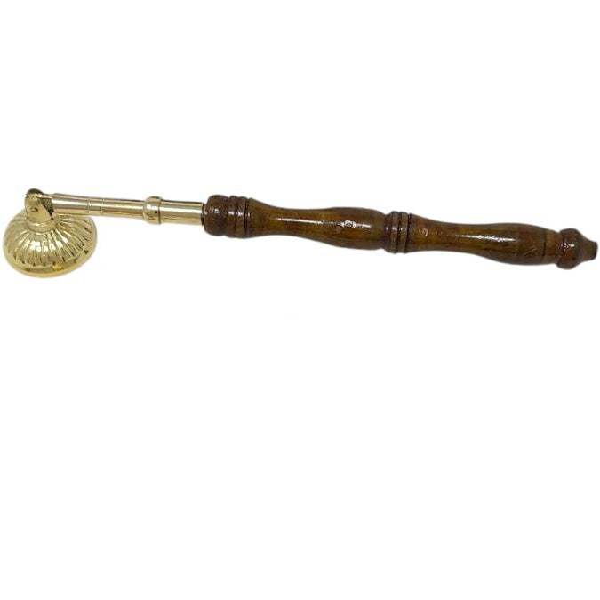 Scalloped Brass Candle Snuffer with Wooden Handle