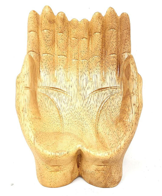 Wooden Hand Offering Bowl