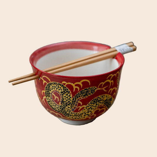 18oz 5"D Donburi Bowl With Chopsticks Set Snake