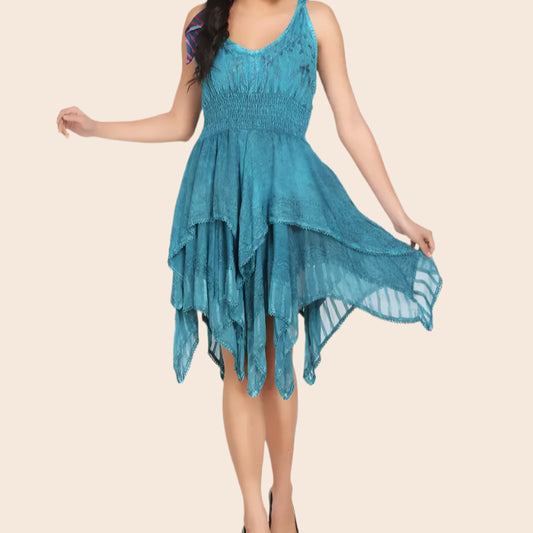 Smocked Waist Double Layered Dress