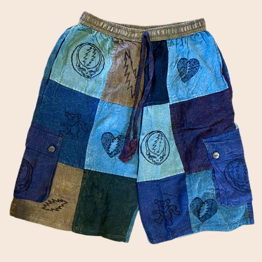 Grateful Dead Cotton Stonewash Patchwork Men's Cargo Shorts