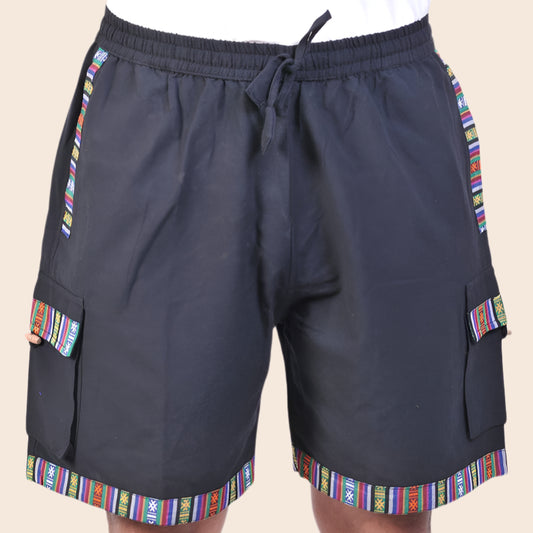 Cotton Stripe Border Boho Hippie Shorts