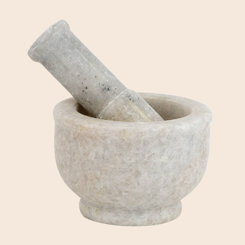 Large White Marble Mortar & Pestle