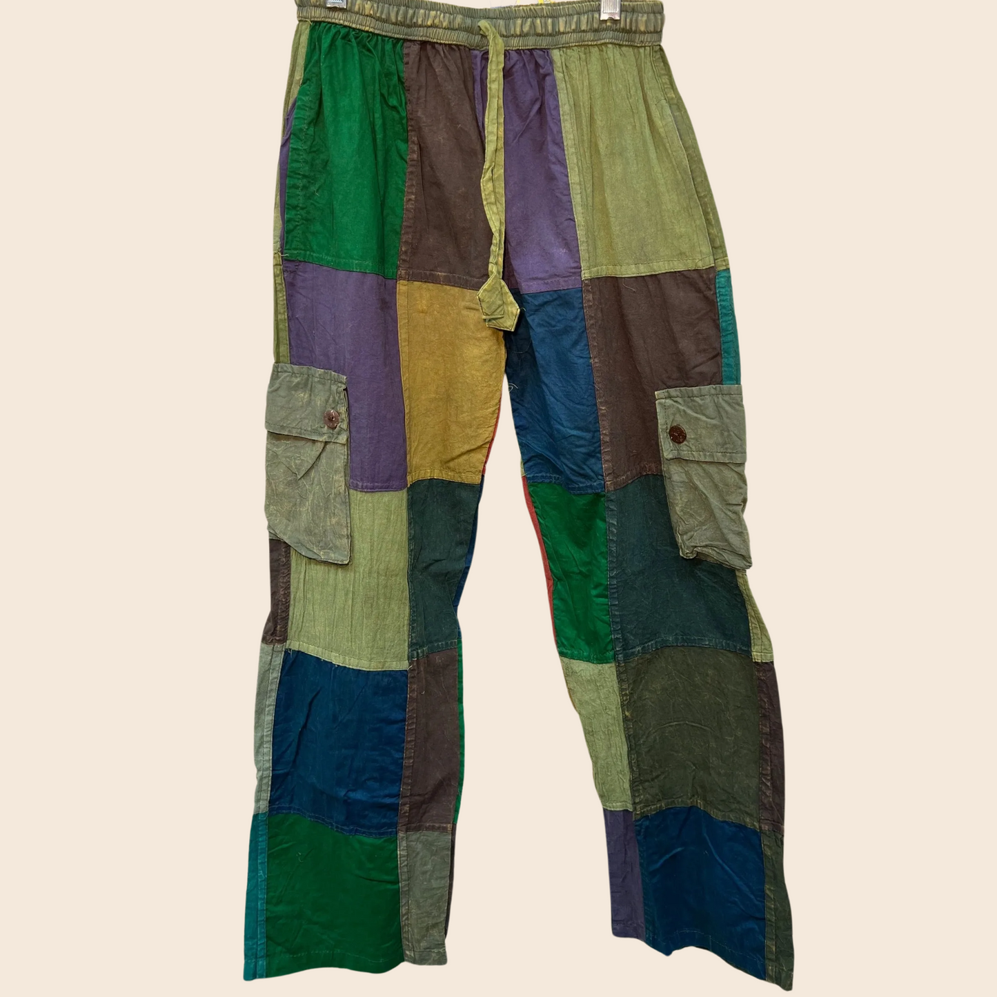 Green Over-Dyed Patchwork Pants