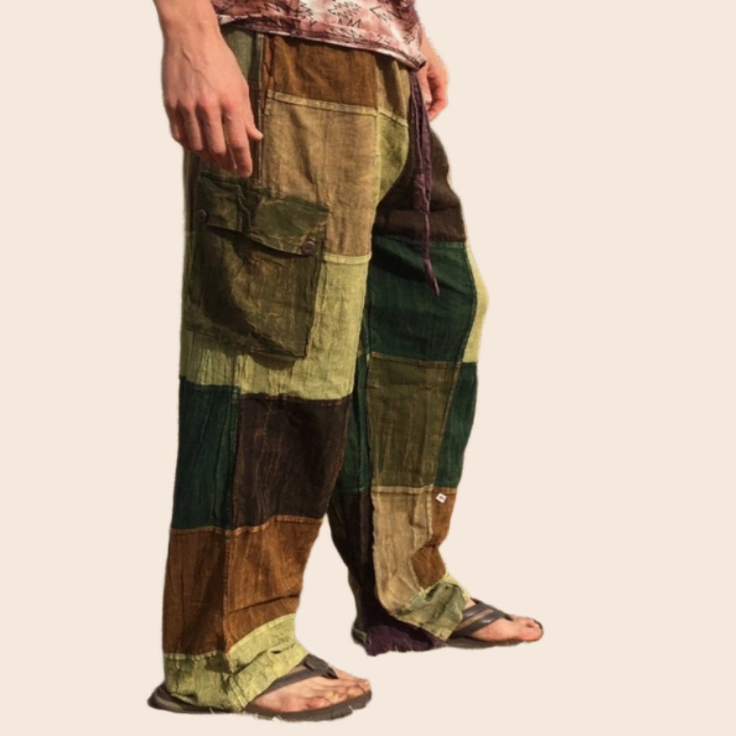 Green Over-Dyed Patchwork Pants