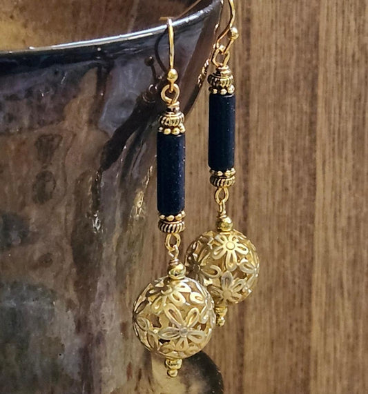 Blue Goldstone Drop Earrings