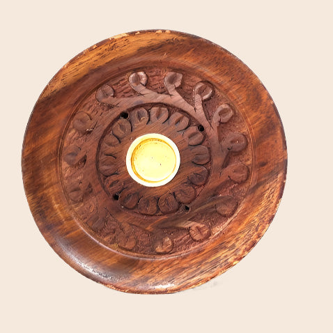 Sun Carved Wood Incense Burner