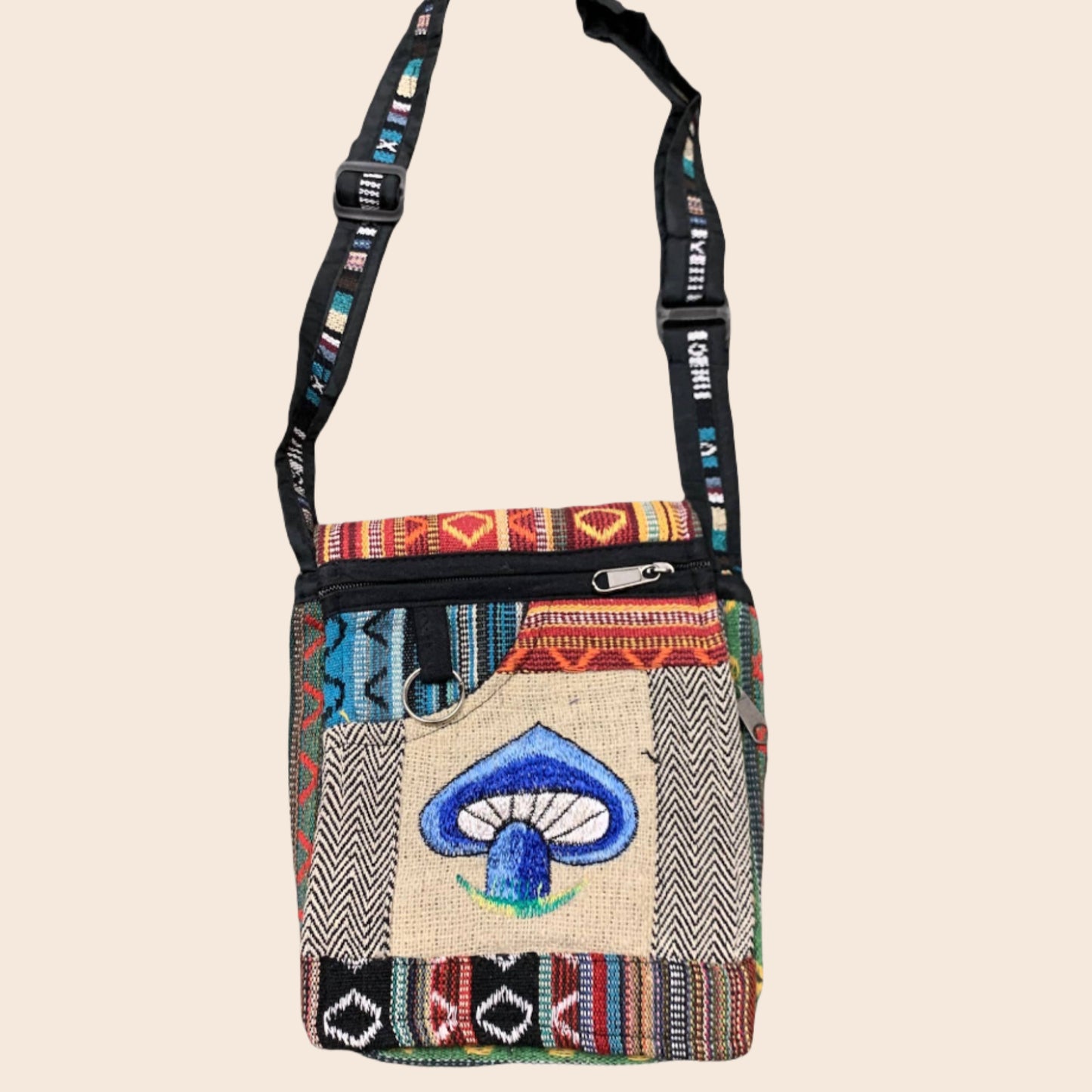 Small Patchwork Embroidered Mushroom Bag