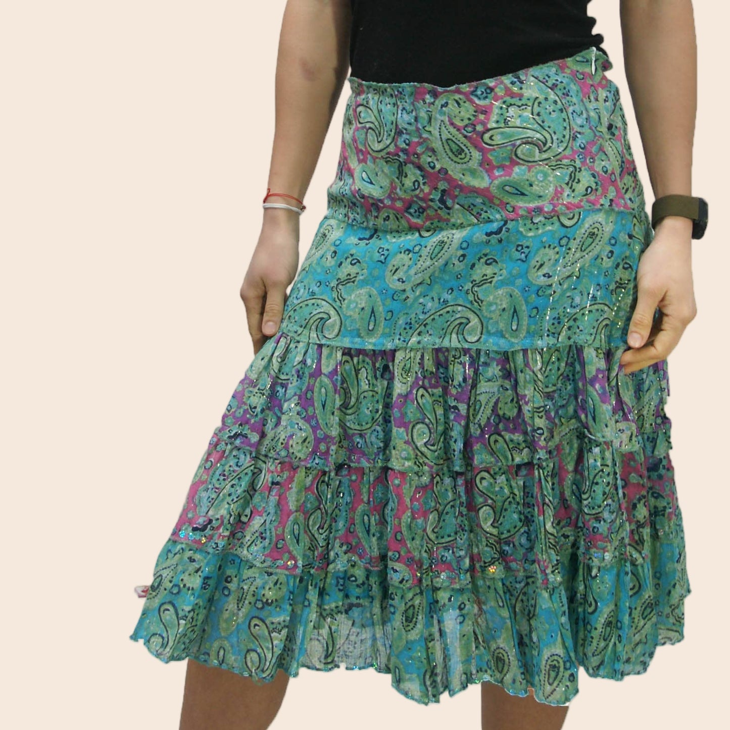 Mid Length Paisley Skirt with Zipper