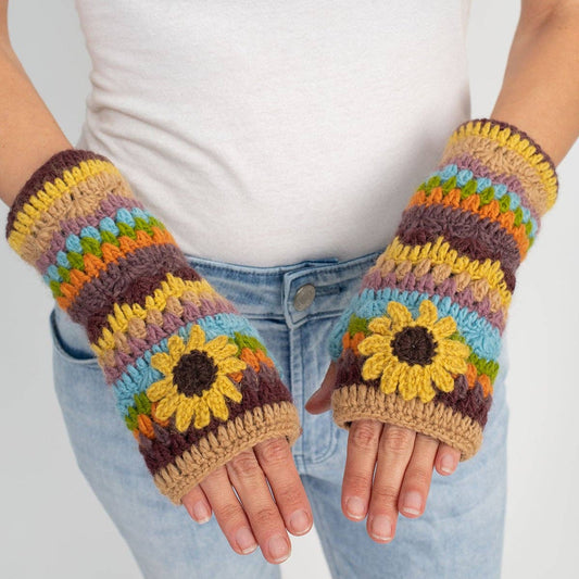 Woolen Motif Pure Wool Fleece Lined Arm Warmer for Women