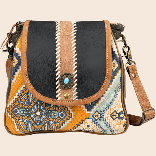 Orange Turquoise Accent Canvas Bag