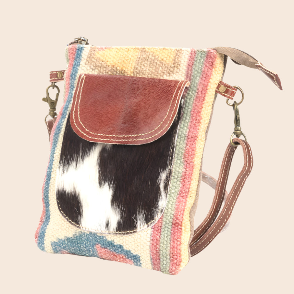 Recycled Rug With Cowhide Crossbody