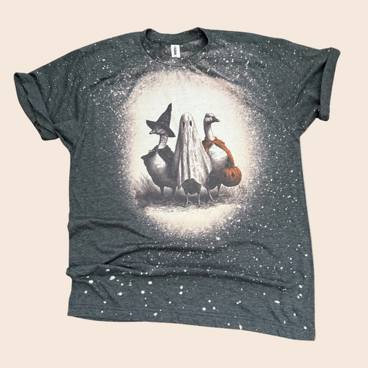 Haunted Goose Gang Halloween Bleached Tee