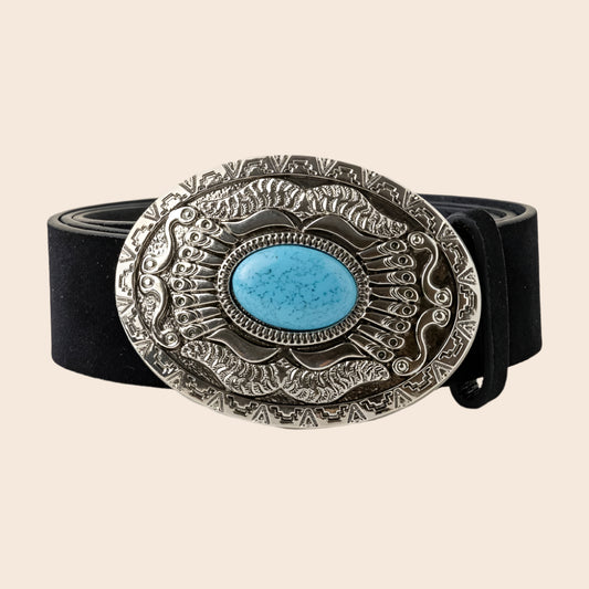 Oval Western Concho Oversized Buckle Belt