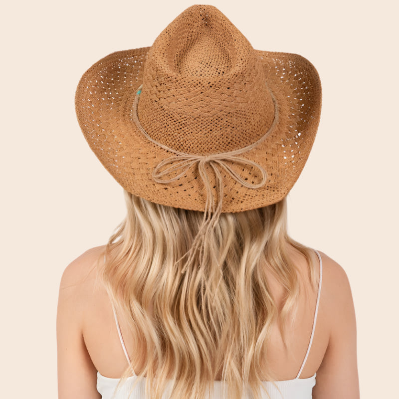 Straw Braided Cowrie Shell Western Cowboy Hat