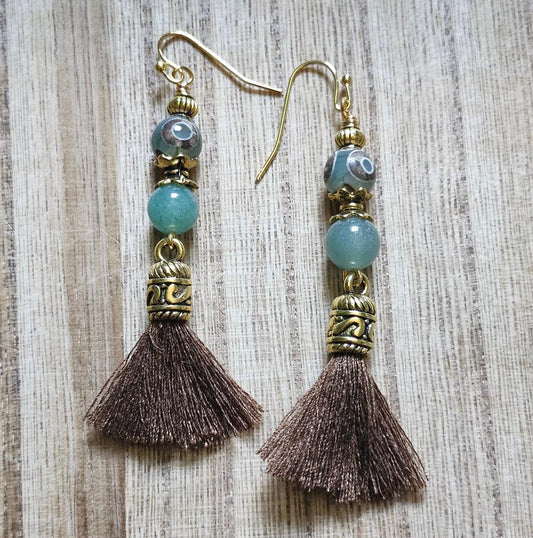 DZI Tassel Earrings