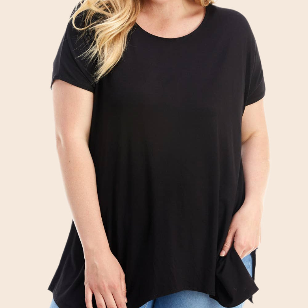 Plus Size Asymmetric Short Sleeve Tunic