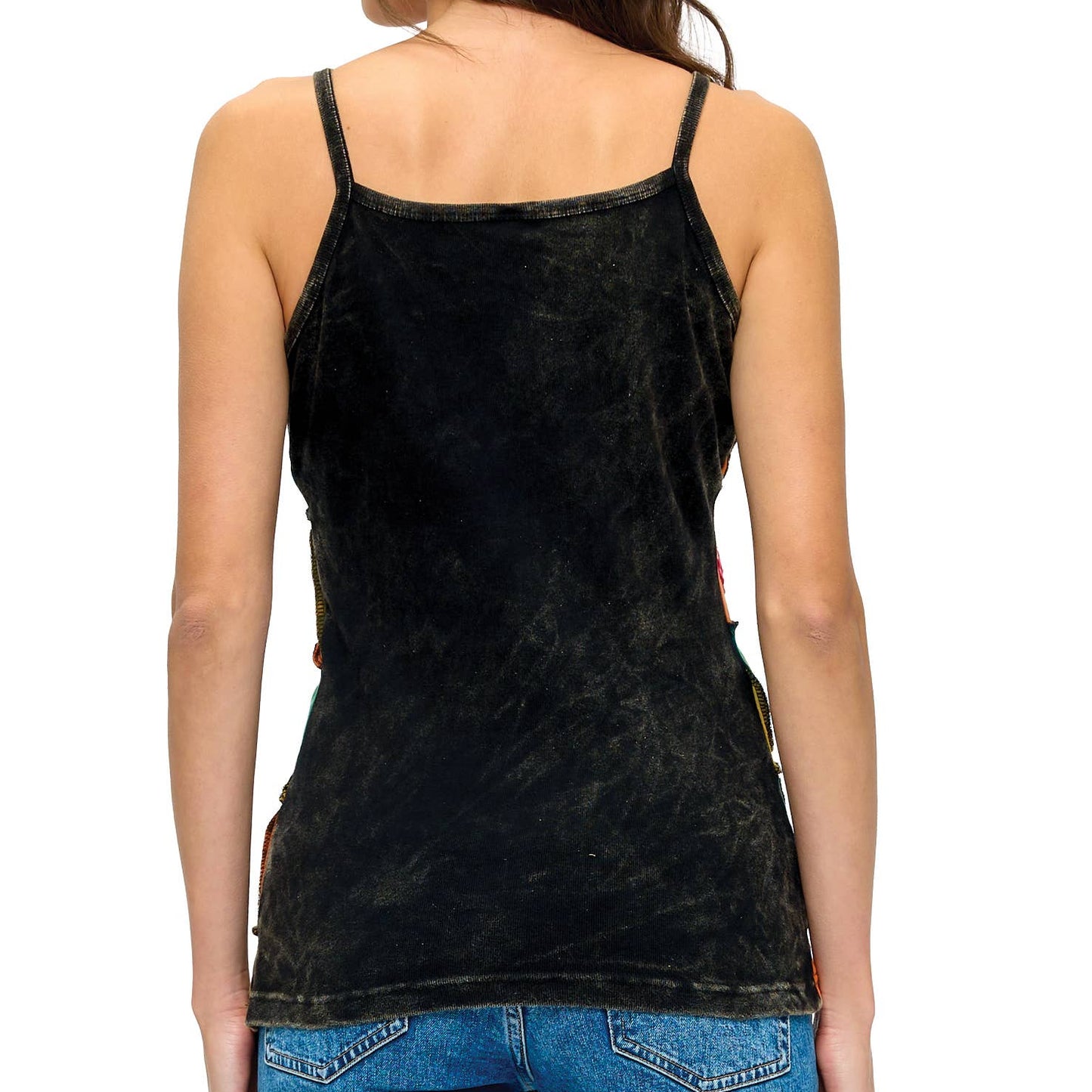 Tank Top Patchwork Razor-Cut Handstitched Detailing