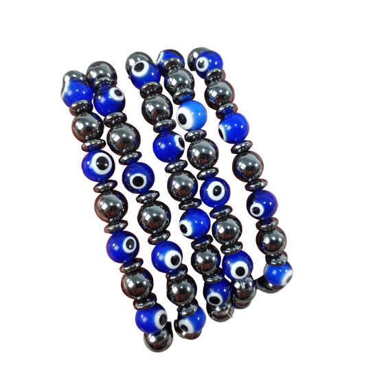 Evil Eye and Hematite Protection Bracelet 8mm