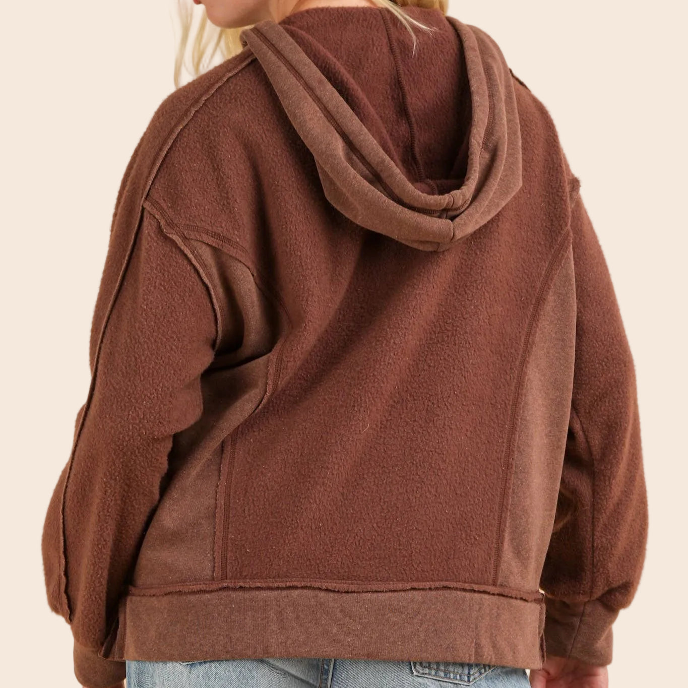 Mineral Washed Oversized Casual Hoodie Knit Top