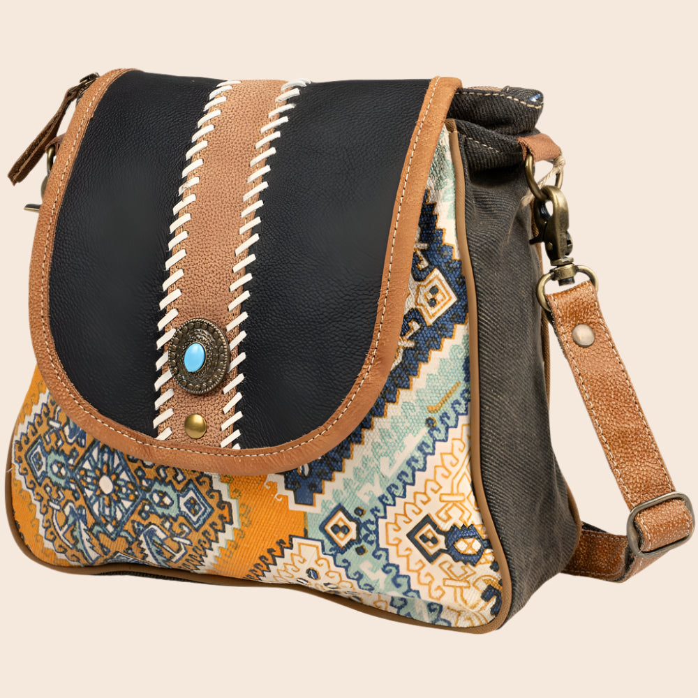 Orange Turquoise Accent Canvas Bag