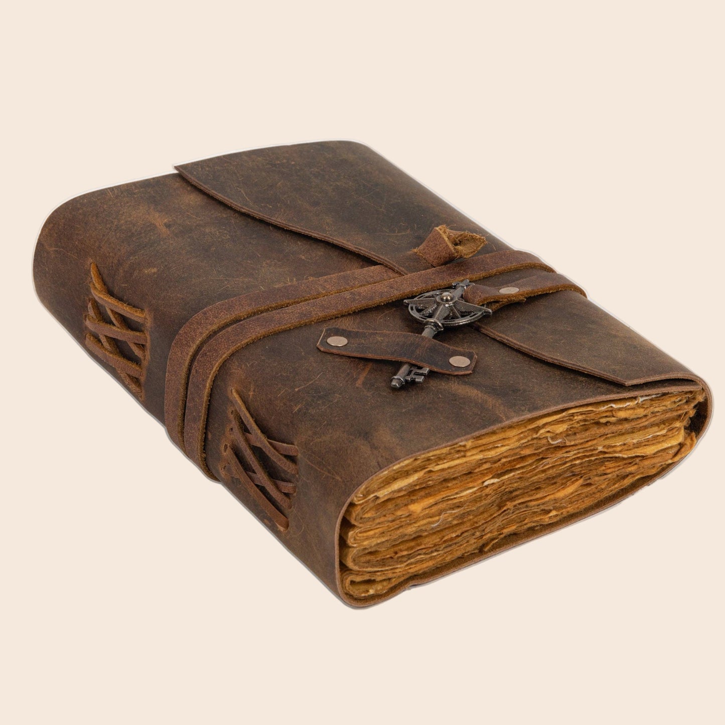 Vintage Leather Bound Diary with Key
