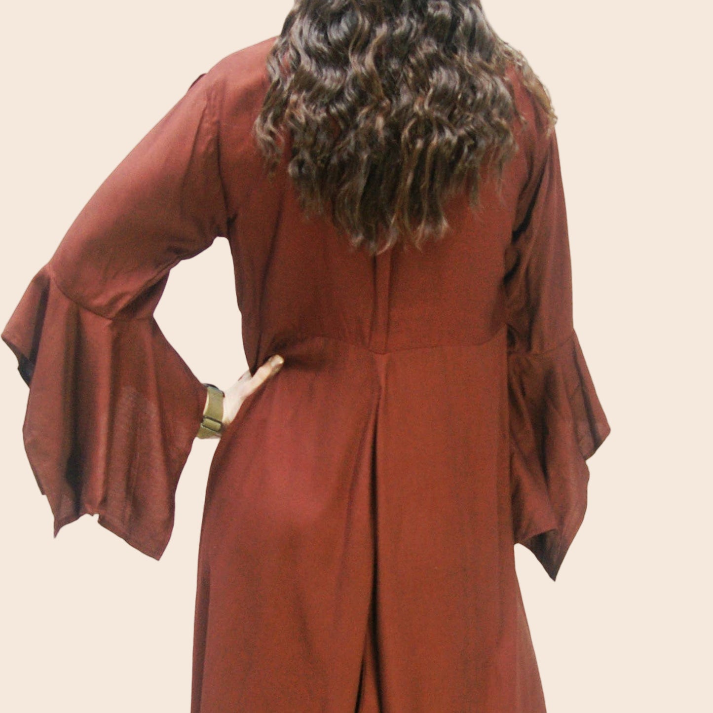 Lee Freely Fairy Dress with Slit Sleeves and Ties on Chest