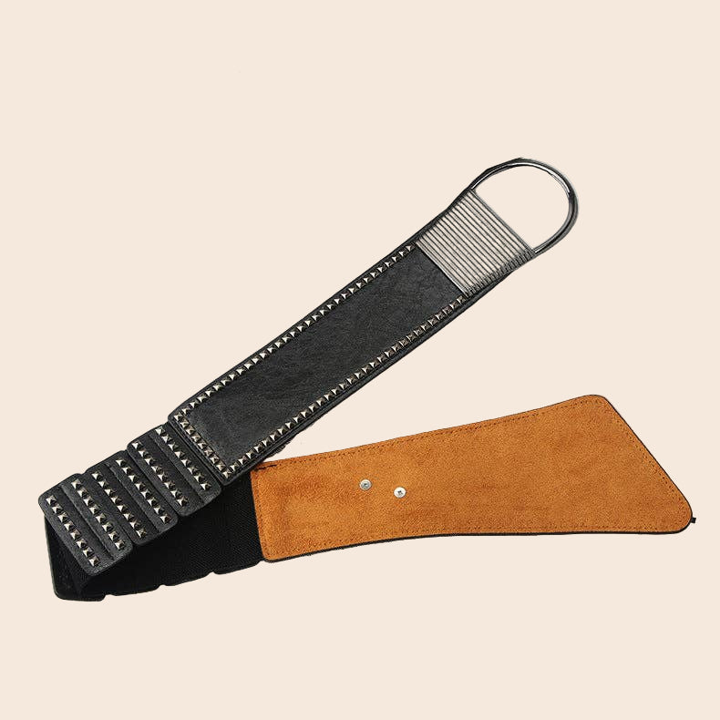 Metal Stud Asymmetrical Hooked Corset Belt