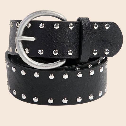 Metallic Studded Faux Leather Belt
